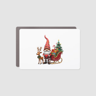 Christmas Light Gnome Santa Claus Riding Sleigh Hi Car Magnet