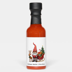 Christmas Light Gnome Santa Claus Riding Sleigh Hi Hot Sauces