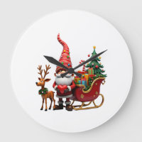 Christmas Light Gnome Santa Claus Riding Sleigh Hi