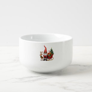 Christmas Light Gnome Santa Claus Riding Sleigh Hi Soup Mug