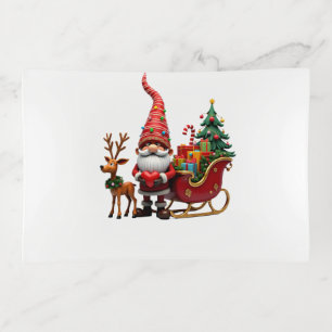 Christmas Light Gnome Santa Claus Riding Sleigh Hi Trinket Tray