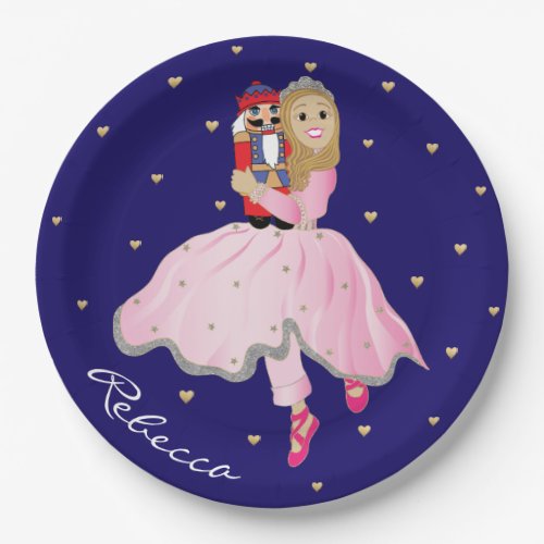 Christmas Light Haired Ballerina Clara Paper Plate