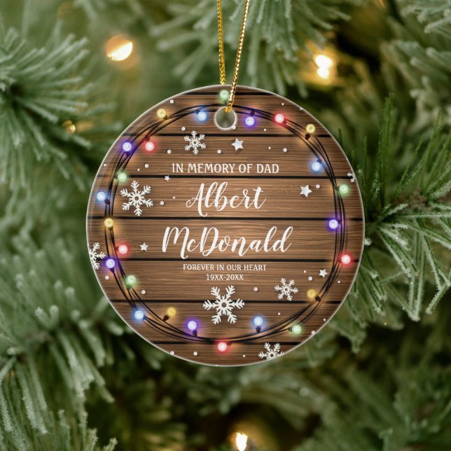 Christmas Light In Memory of Dad Christmas Ceramic Ornament (Tree)