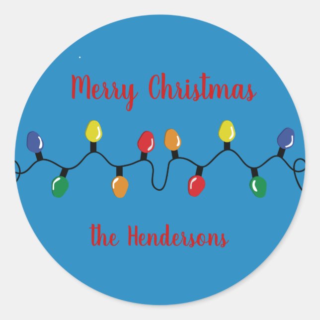 Christmas Light Large Bulbs Customizable Classic Round Sticker (Front)