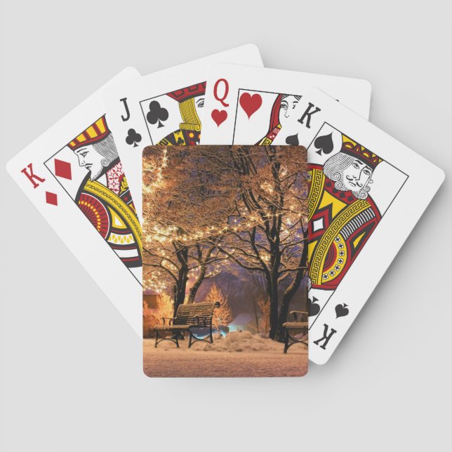 Christmas Light Park Benches Poker Cards (Back)