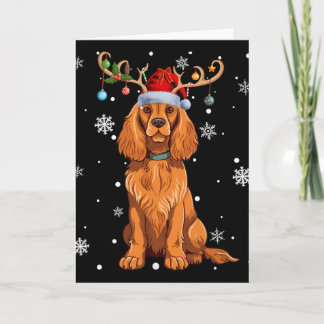Christmas Light Reindeer Santa Hat Er Spaniel Xmas Card