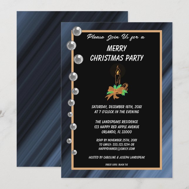 Christmas Light & Silver Marbles Christmas Invitation (Front/Back)