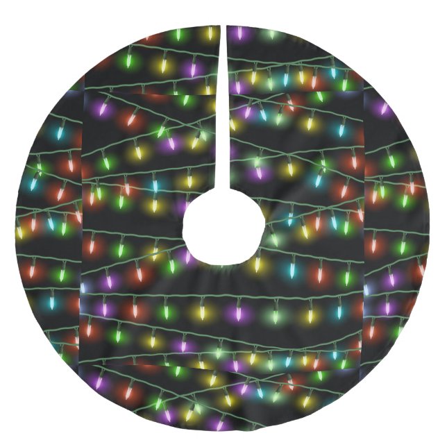 Christmas Light Strings Brushed Polyester Tree Skirt (Front)