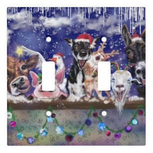 Christmas Light Switch Cover Happy Animal Party