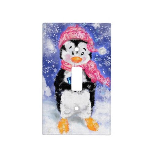 Christmas Light Switch Cover Happy Penguin