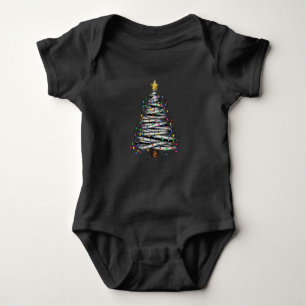 Christmas Light Tree Holiday  Baby Bodysuit