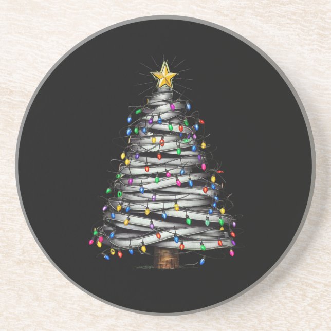 Christmas Light Tree Holiday  Coaster (Front)