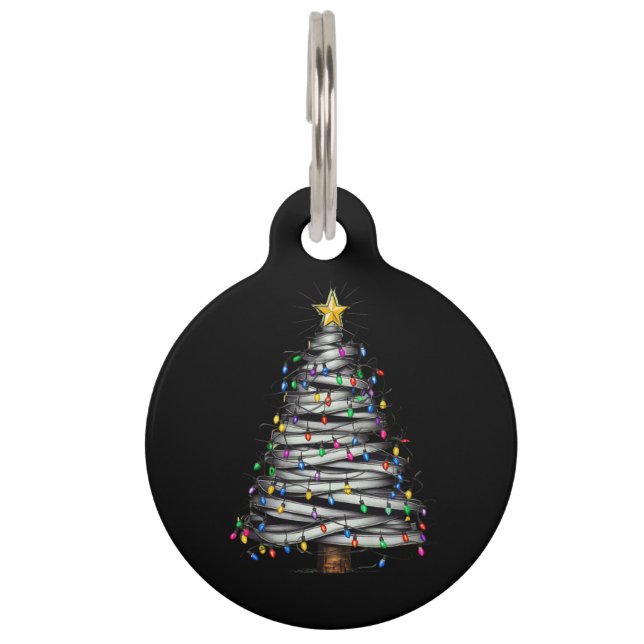 Christmas Light Tree Holiday  Pet ID Tag (Front)