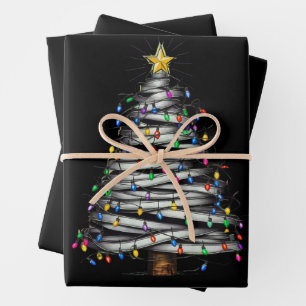 Christmas Light Tree Holiday Wrapping Paper Sheets
