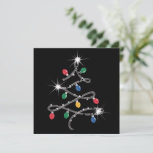 Christmas Light Tree Rhinestone Mega Bling Holiday Card
