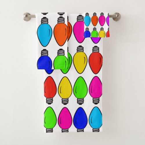 Christmas Lightbulbs Pattern Bath Towel Set