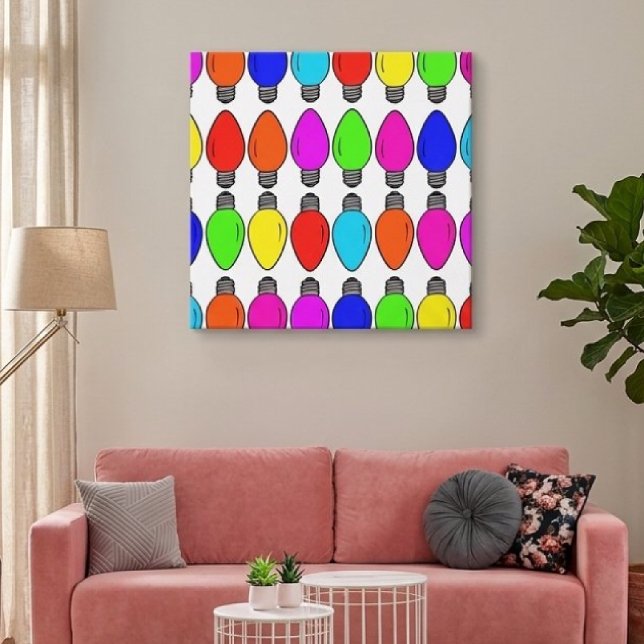 Christmas Lightbulbs Pattern Canvas Print (Creator Uploaded)