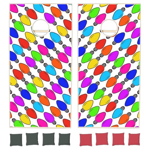 Christmas Lightbulbs Pattern Cornhole Set