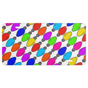 Christmas Lightbulbs Pattern Front License Plate