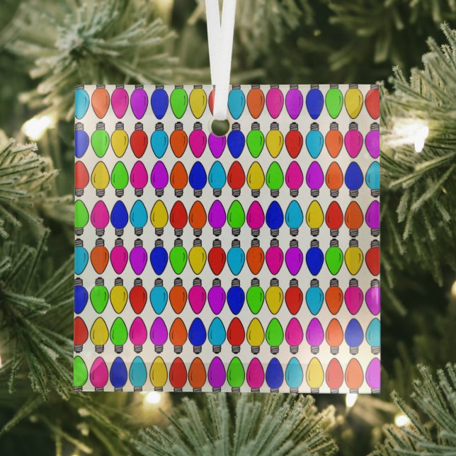 Christmas Lightbulbs Pattern Glass Ornament (Insitu)