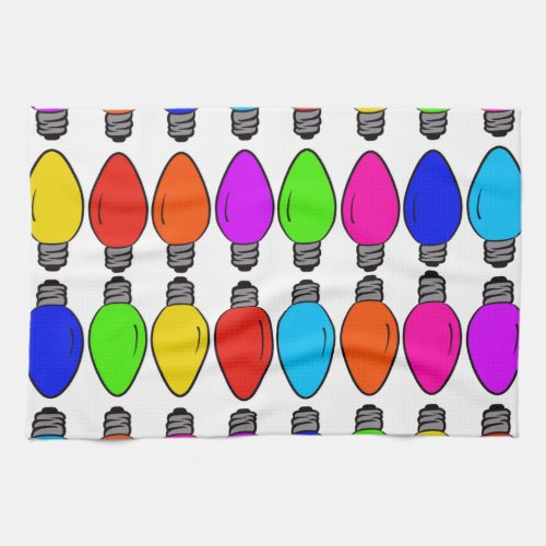 Christmas Lightbulbs Pattern Kitchen Towel