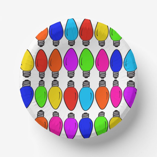 Christmas Lightbulbs Pattern Paper Bowls (Front)