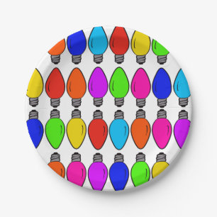 Christmas Lightbulbs Pattern Paper Plates