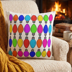 Christmas Lightbulbs Pattern Throw Pillow