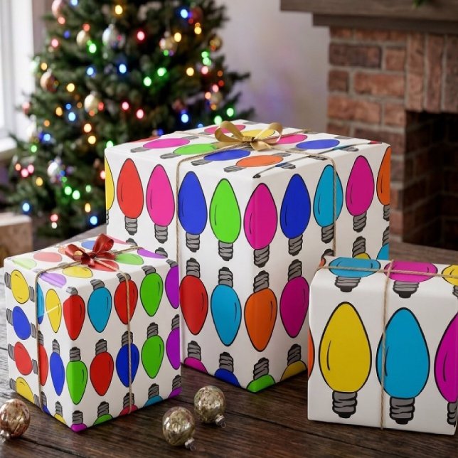 Christmas Lightbulbs Pattern Wrapping Paper Sheets (Creator Uploaded)