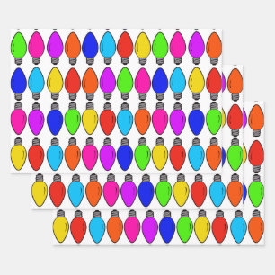Christmas Lightbulbs Pattern Wrapping Paper Sheets