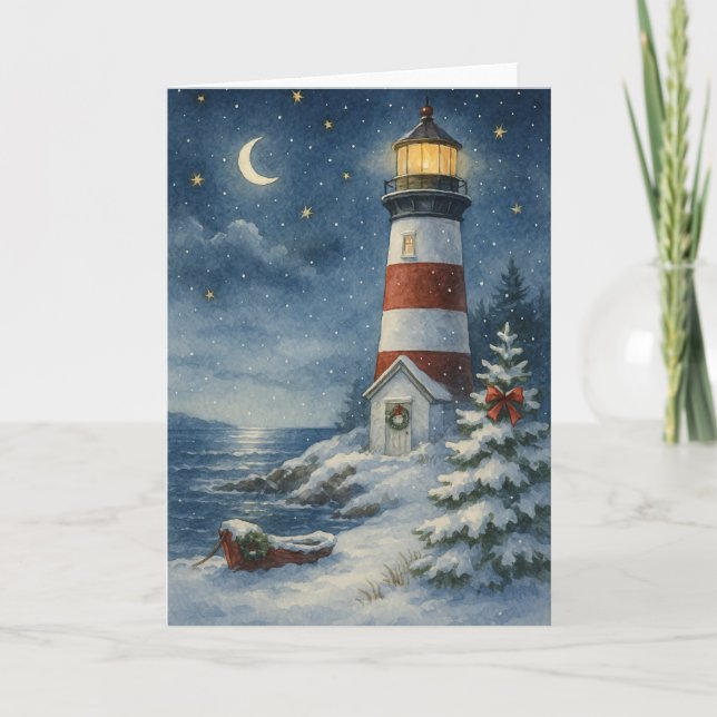 Christmas Lighthouse Card (Front)