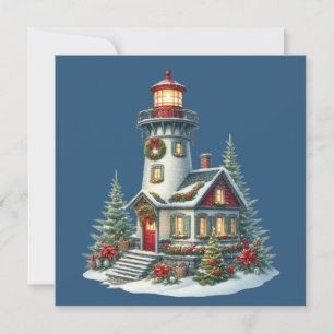 Christmas Lighthouse Christmas Greeting Card