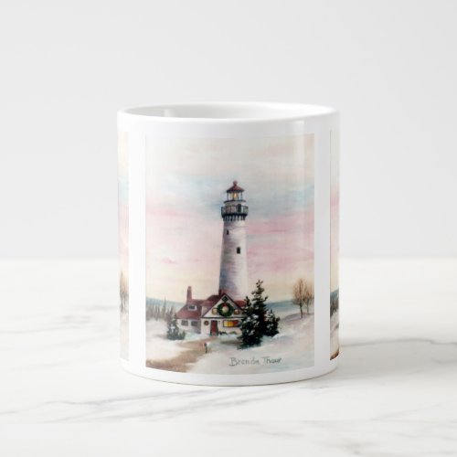 christmas lighthouse giant coffee mug