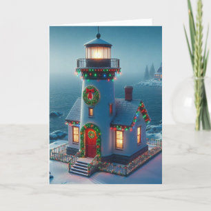 Christmas Lighthouse Greeting Cards