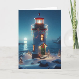 Christmas Lighthouse Greeting Cards