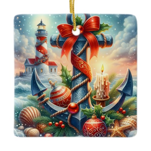 Christmas Lighthouse Ornament