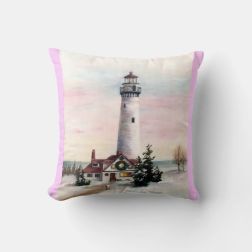 christmas lighthouse pillow