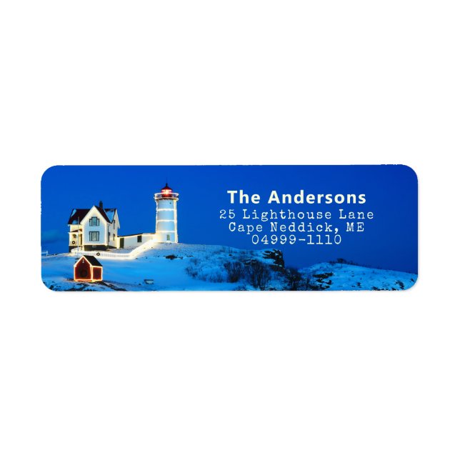 Christmas Lighthouse Return Address  Label (Front)