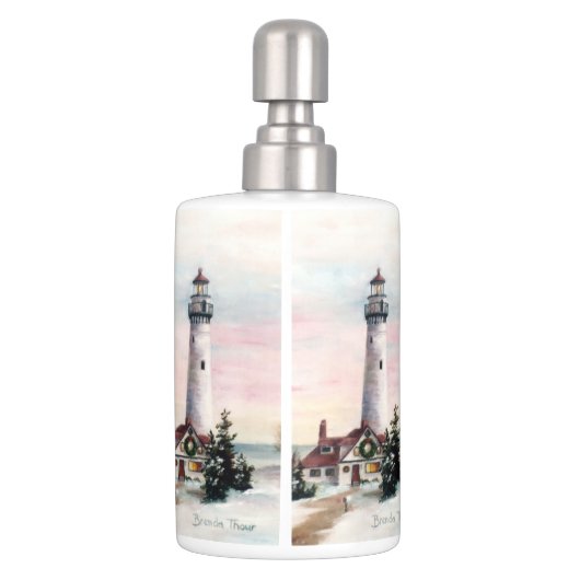 Christmas Lighthouse Soap Dispenser & Toothbrush Holder (Back)