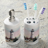 Christmas Lighthouse Soap Dispenser & Toothbrush Holder (Front)