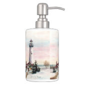 Christmas Lighthouse Soap Dispenser & Toothbrush Holder (Right)