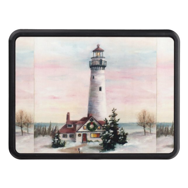 Christmas Lighthouse Trailer Hitch Cover (Front)