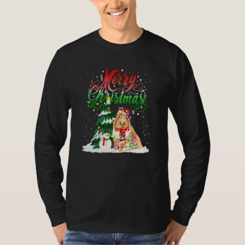 Christmas Lighting Pajama Matching Sheltie Santa X T_Shirt