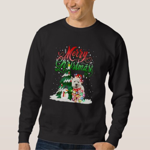 Christmas Lighting Pajama Matching Westie Santa Xm Sweatshirt
