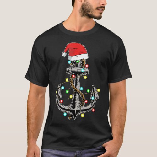 Christmas Lights Anchor Boating Sailing Funny T_Shirt
