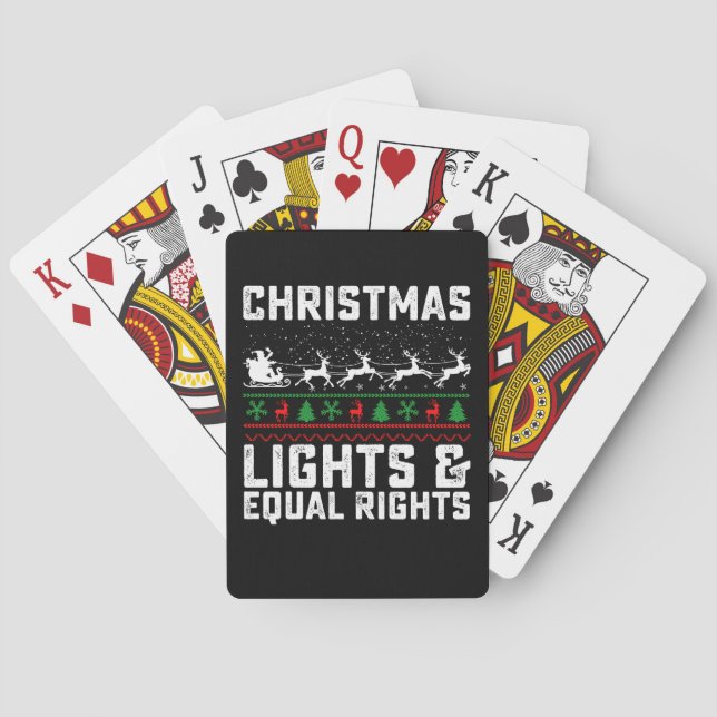 Christmas Lights And Equal Rights Feminist Poker Cards (Back)