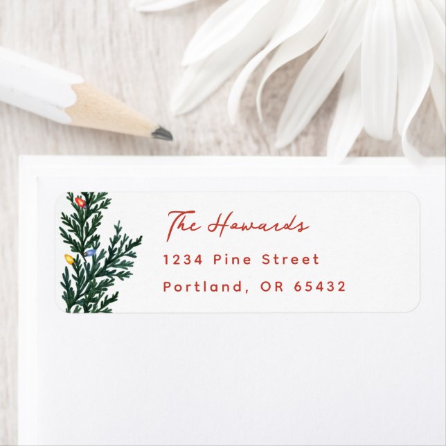 Christmas Lights and Greenery Return Address Label (Insitu)
