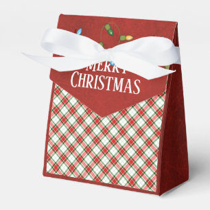 Christmas Lights and red and green plaid Favor Boxes