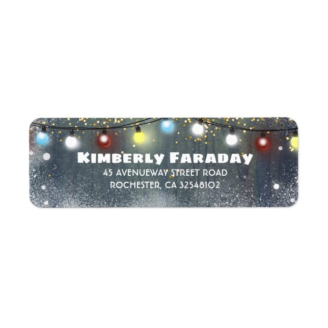 Christmas Lights and Snowy Wood Label (Front)