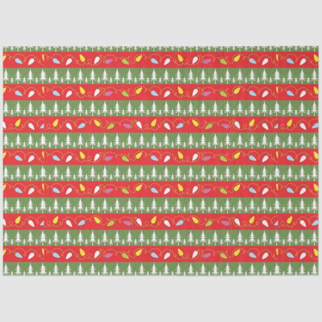 Christmas Lights and Trees Tissue Paper (Front)